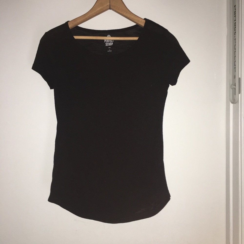 Blue swoop neck shirt